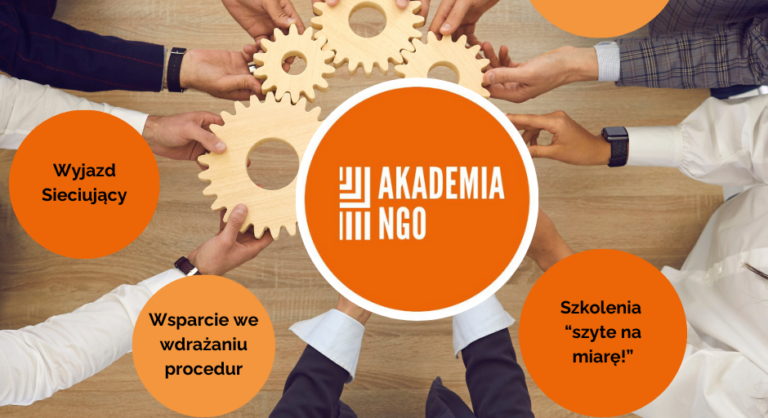 Banner z informacjami o głównych założeniach projektu akademia NGO